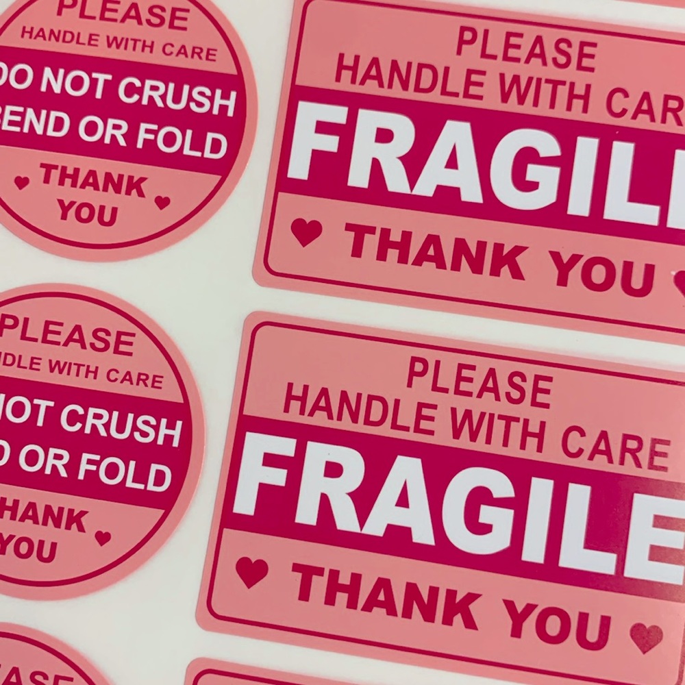 100 PK Pink Shipping Labels - Fragile - Picture 6 of 6